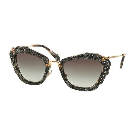 Miu Miu MU04QS DHE0A7 Crystal/Grey Noir Cats Eyes 